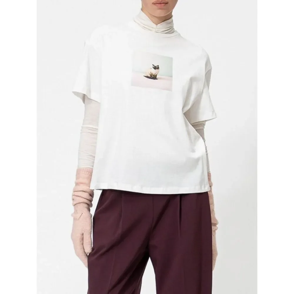 Twinset Women Twinset Dropped Shoulder Cotton T-Shirt With Graphic Print